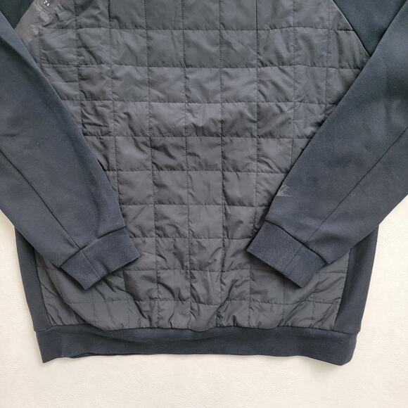 Nike Tech Quilted Sweatshirt Mens Medium Side Zip Black Performance Hybrid Crew - Picture 2 of 11